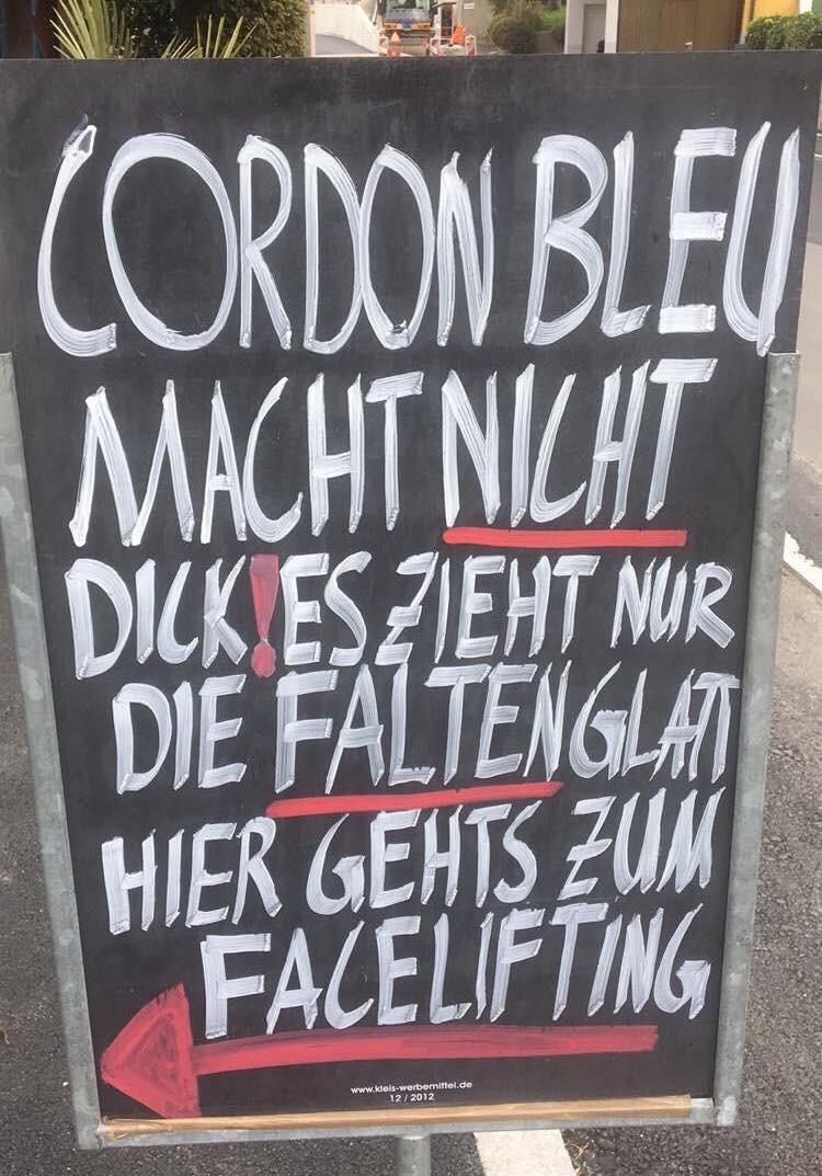 Kreidetafel — Cordon Bleu macht nicht dick